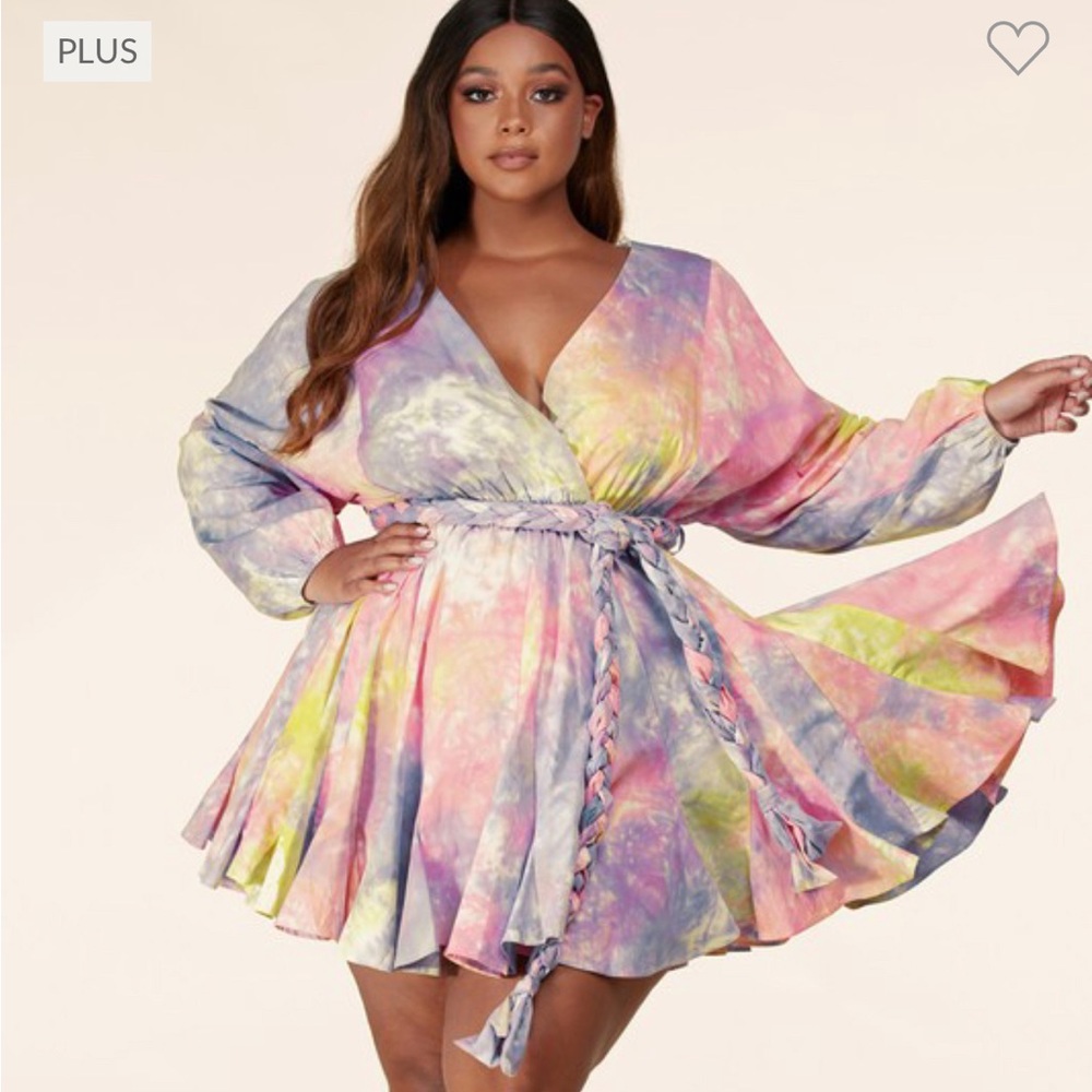 PLUS 1X Dress Pink Tie Dye